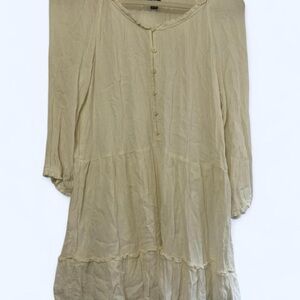 Aerie Cream Button-Down Milkmaid Dress
